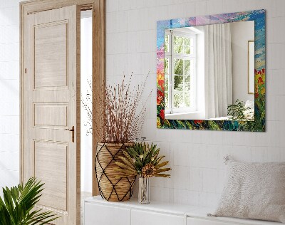 Rechthoekige spiegel met print Tulpenveld