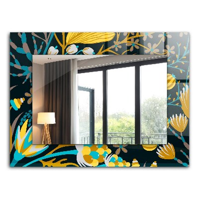 Rechthoekige spiegel met decoratie Bloemenbladeren patronen