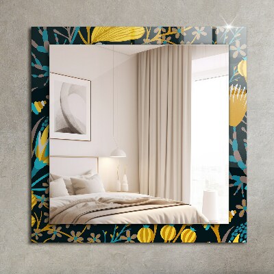 Rechthoekige spiegel met decoratie Bloemenbladeren patronen