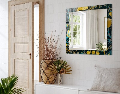 Rechthoekige spiegel met decoratie Bloemenbladeren patronen