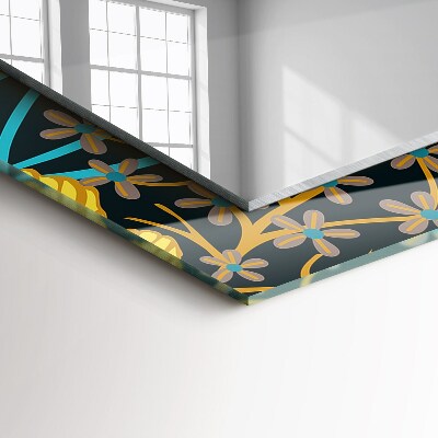 Rechthoekige spiegel met decoratie Bloemenbladeren patronen