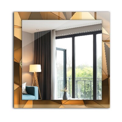 Rechthoekige spiegel met print Gouden geometrische patronen