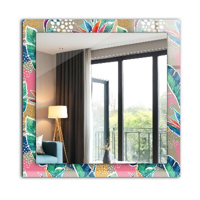 Rechthoekige spiegel met decoratie Bloemen en bladeren