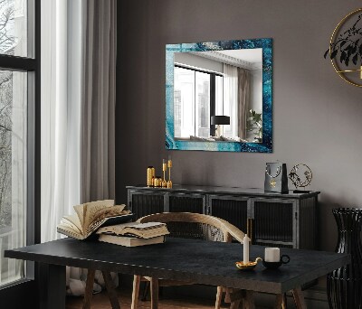 Rechthoekige spiegel met decoratie Abstracte blauwe kunst