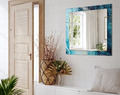Rechthoekige spiegel met decoratie Abstracte blauwe kunst
