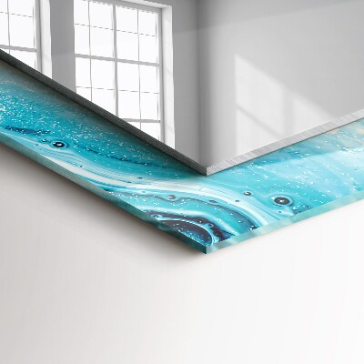 Rechthoekige spiegel met decoratie Abstracte blauwe kunst