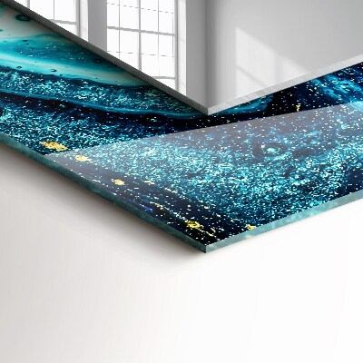 Rechthoekige spiegel met decoratie Abstracte blauwe kunst