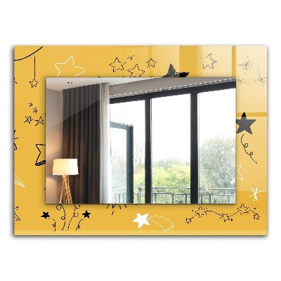 Rechthoekige spiegel met print Tekeningen van verschillende sterren