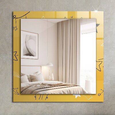 Rechthoekige spiegel met print Tekeningen van verschillende sterren