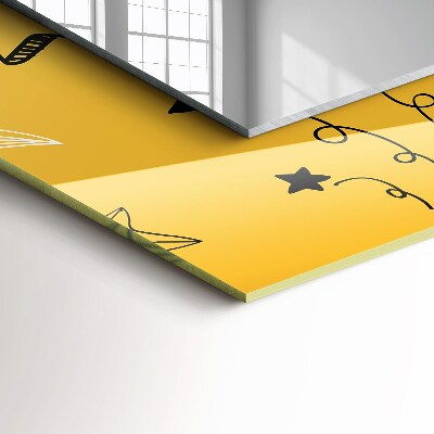 Rechthoekige spiegel met print Tekeningen van verschillende sterren