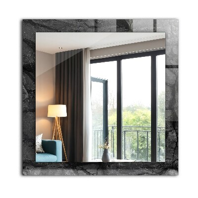 Rechthoekige spiegel met decoratie Zwarte rotsscheuren