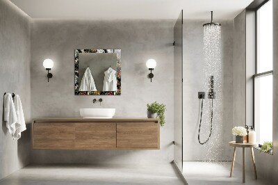 Rechthoekige spiegel met print Bloemen en vogels