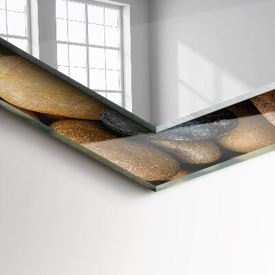 Rechthoekige spiegel met decoratie Kleurrijke gladde stenen