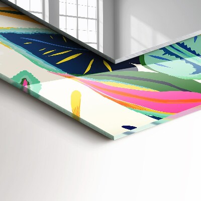 Rechthoekige spiegel met decoratie Kleurrijk bladerenpatroon