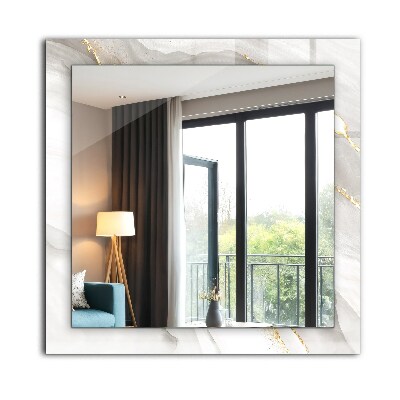 Rechthoekige spiegel met decoratie Grijs marmer