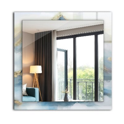 Rechthoekige spiegel met print Bergen in de mist