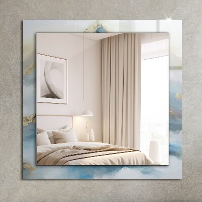 Rechthoekige spiegel met print Bergen in de mist