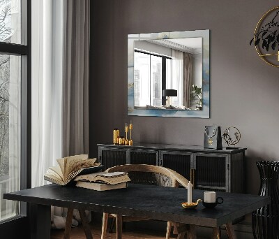 Rechthoekige spiegel met print Bergen in de mist