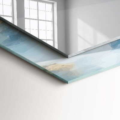 Rechthoekige spiegel met print Bergen in de mist