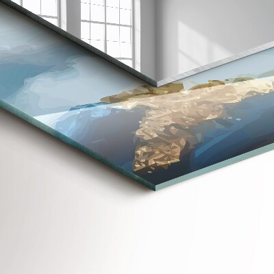 Rechthoekige spiegel met print Bergen in de mist