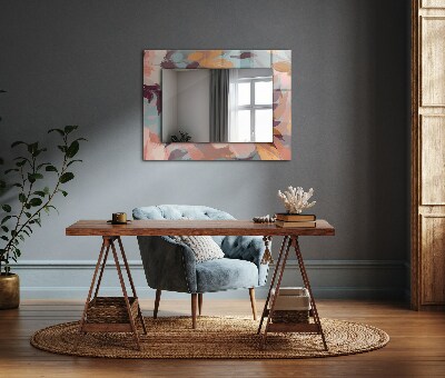 Rechthoekige spiegel met print Bloemen en bladeren pastel