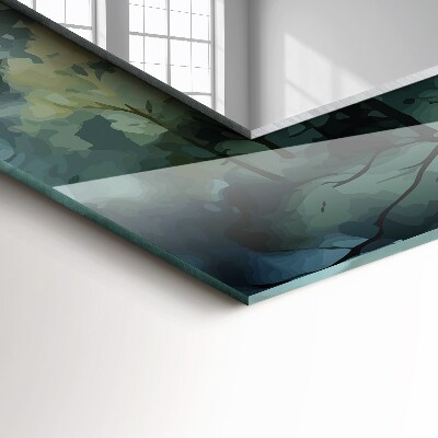 Rechthoekige spiegel met decoratie Bos in de mist