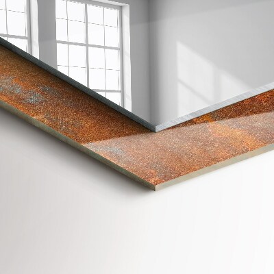 Rechthoekige spiegel met decoratie Roest metalen oppervlak