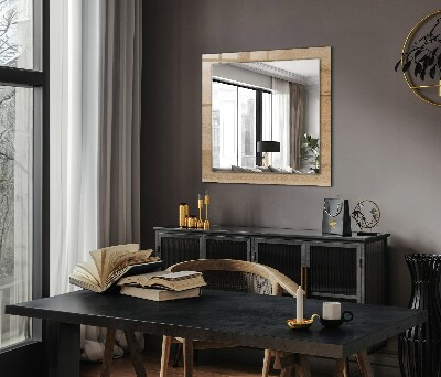 Rechthoekige spiegel met print Houten plank textuur
