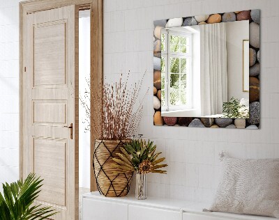 Rechthoekige spiegel met print Kleurrijke gladde stenen