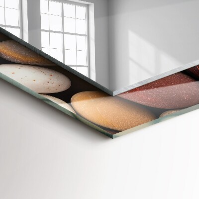 Rechthoekige spiegel met print Kleurrijke gladde stenen