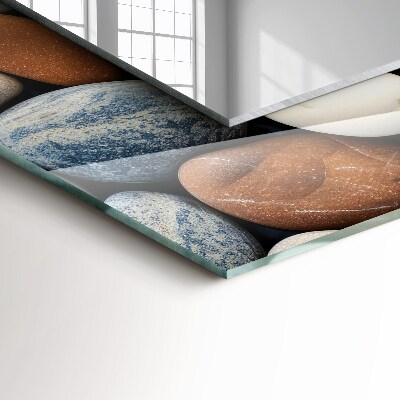 Rechthoekige spiegel met decoratie Kleurrijke gladde stenen