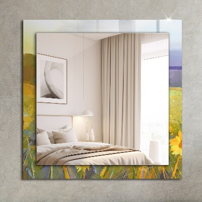 Rechthoekige spiegel met decoratie Zonnebloemveld