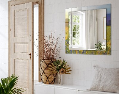 Rechthoekige spiegel met decoratie Zonnebloemveld