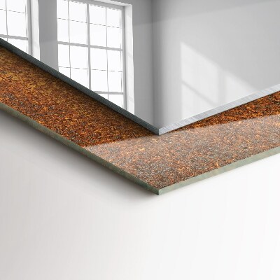 Rechthoekige spiegel met print Modieus roestplaatwerk