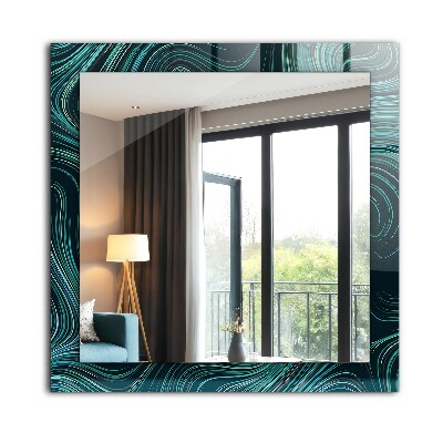 Rechthoekige spiegel met print Abstracte lijnpatronen