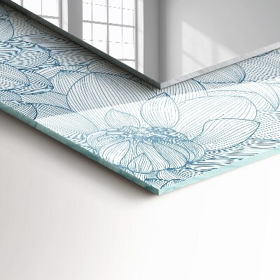 Rechthoekige spiegel met decoratie Bloemenpatroon blauw