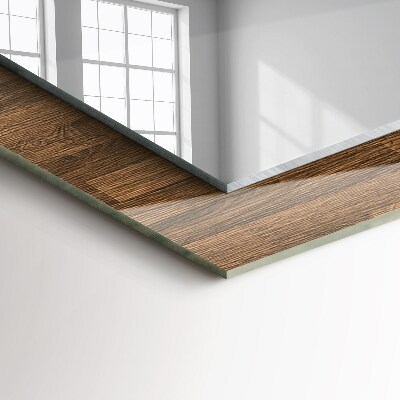 Rechthoekige spiegel met print Houten panelen