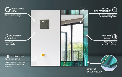 Rechthoekige spiegel met print Houten panelen