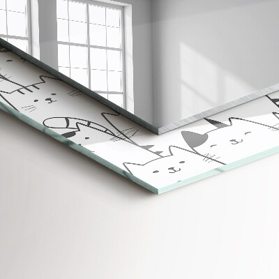 Rechthoekige spiegel met decoratie blije katten