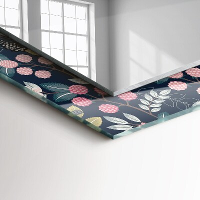 Rechthoekige spiegel met print Bloemen, bladeren, vogels