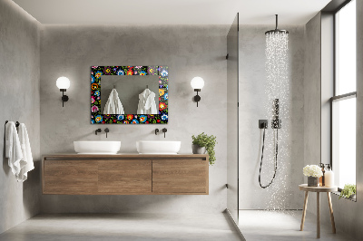 Rechthoekige spiegel met print Kleurrijke volkspatronen