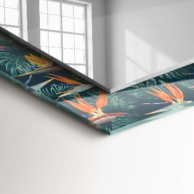 Rechthoekige spiegel met print Bloemen en bladeren