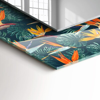 Rechthoekige spiegel met print Bloemen en bladeren