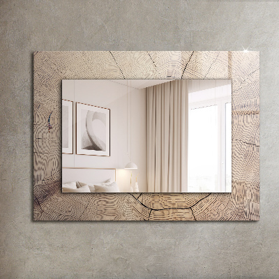 Rechthoekige spiegel met decoratie Dwarsdoorsnede van een boomstam
