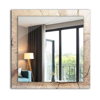 Rechthoekige spiegel met decoratie Dwarsdoorsnede van een boomstam