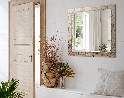 Rechthoekige spiegel met decoratie Dwarsdoorsnede van een boomstam