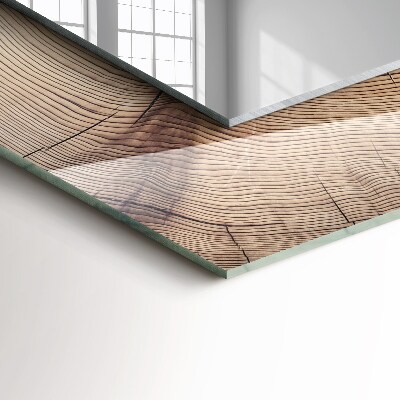 Rechthoekige spiegel met decoratie Dwarsdoorsnede van een boomstam