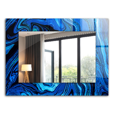 Rechthoekige spiegel met print Abstract blauw patroon