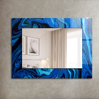 Rechthoekige spiegel met print Abstract blauw patroon