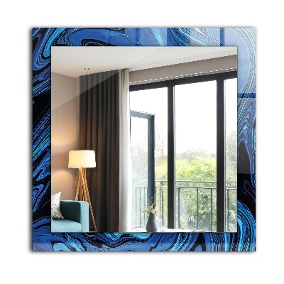 Rechthoekige spiegel met print Abstract blauw patroon